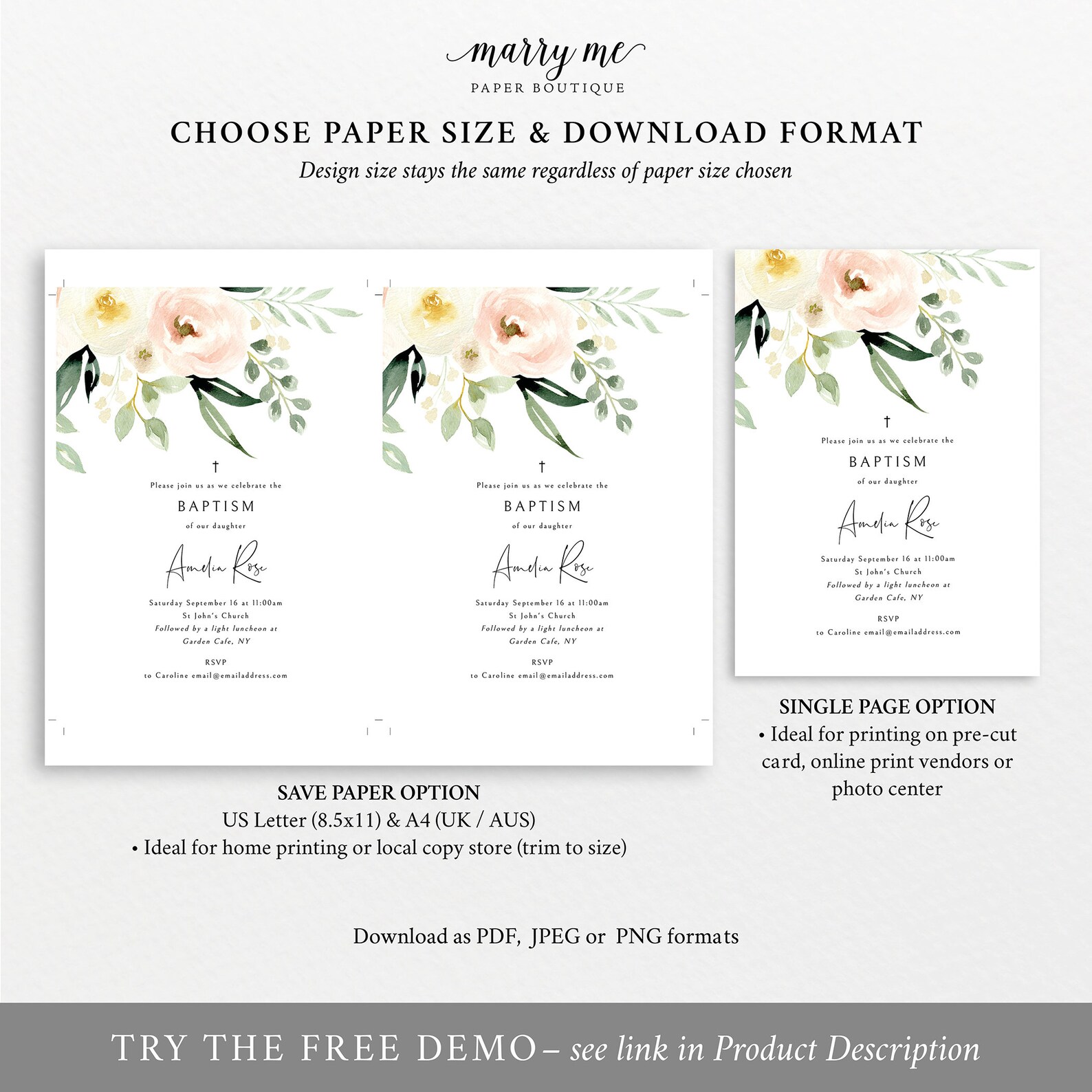 Baptism Invitation Template Printable Invite Templett | Etsy