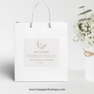 Guest Bag Label Template, Try Before Purchase, Editable Gift Bag Label Printable, Templett Instant Download, Elegant Monogram image 1