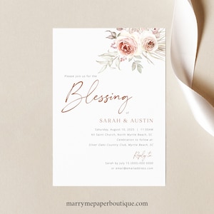 Marriage Blessing Ceremony Invitation Template, Floral Boho, Printable, Boho Blessing Invitation Card, Editable, Templett INSTANT Download image 1