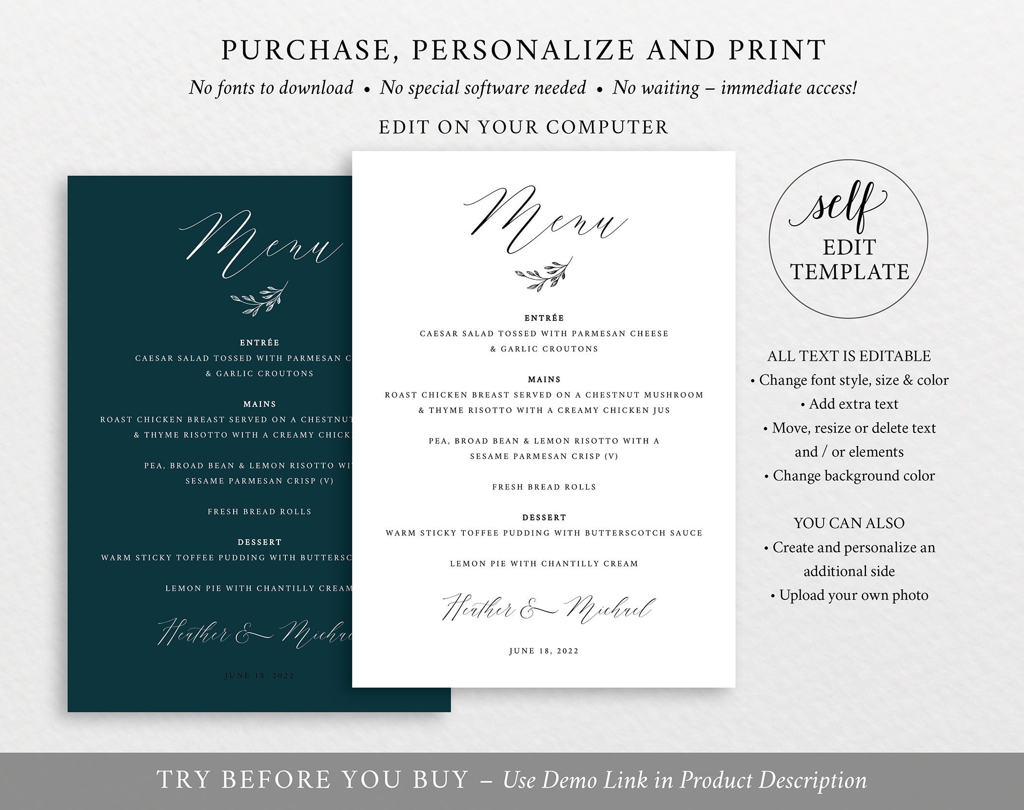 Wedding Menu Templates Free Download