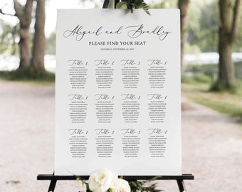 Wedding Seating Chart Template, Try Before Purchase,  Editable Wedding Poster, Printable Wedding Seating Sign, Instant Download