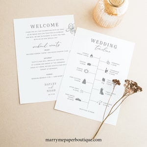 Wedding Itinerary Card Template, Elegant Botanical, Editable & Printable Instant Download, Templett image 2