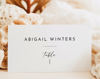 Wedding Place Card Template, Minimalist Calligraphy, Flat & Tent Place Cards, Editable Name Cards, Modern, Templett INSTANT Download