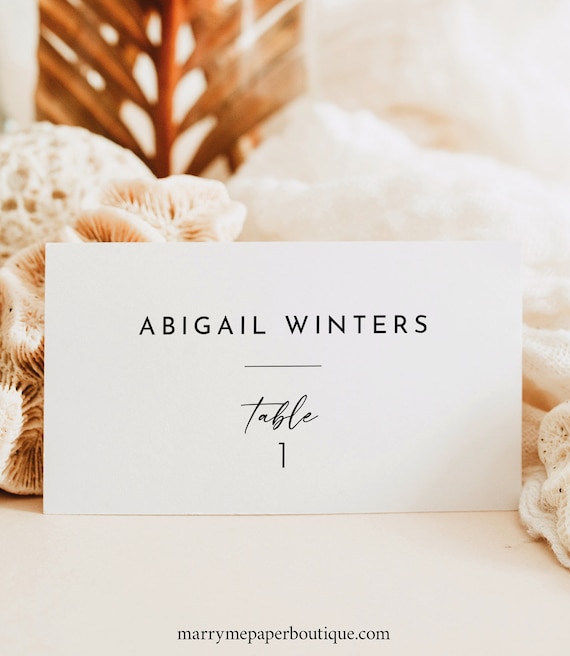 Wedding Place Card Template, Minimalist Calligraphy, Flat & Tent Place Cards, Editable Name Cards, Modern, Templett INSTANT Download