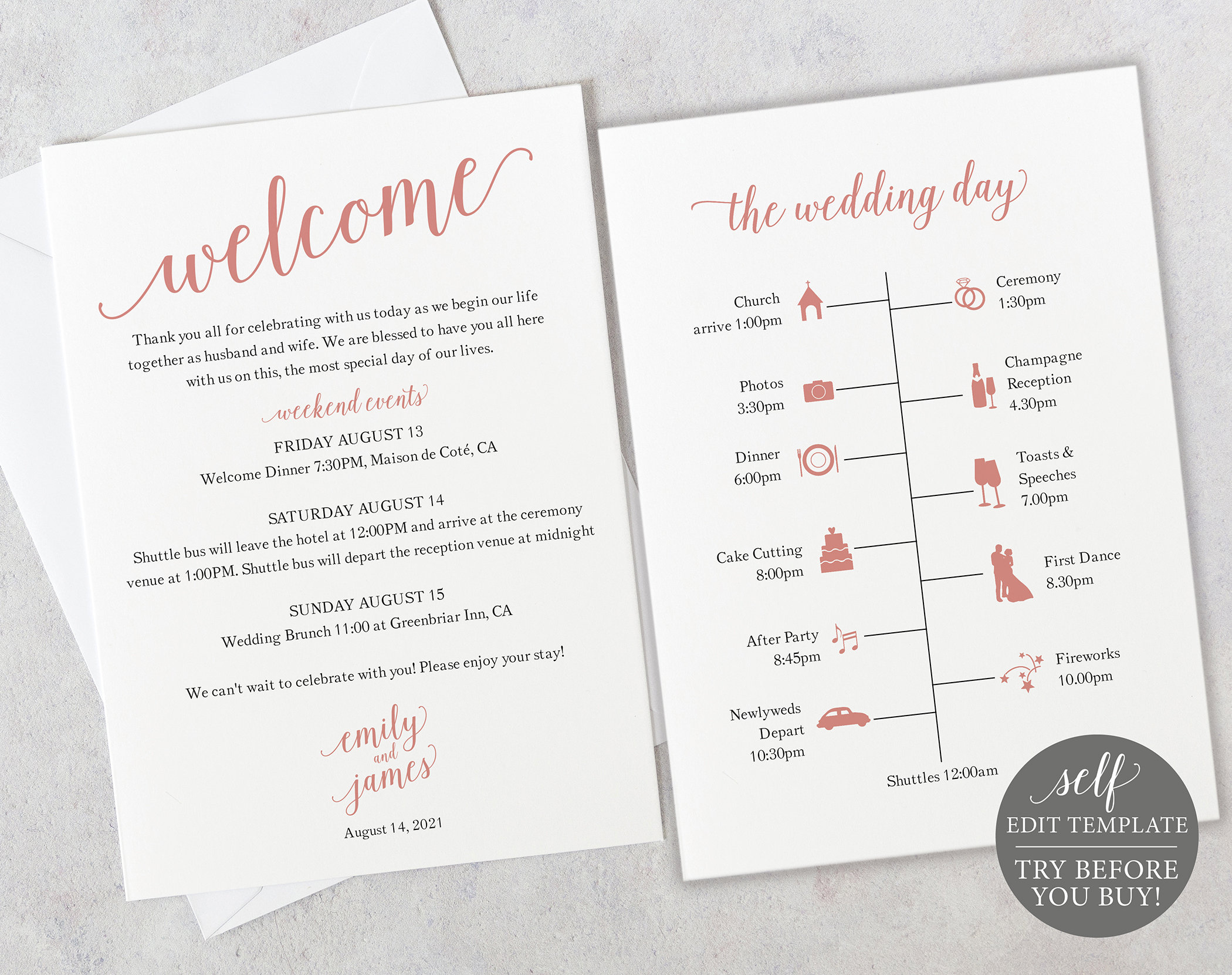 Wedding Itinerary Card Template, Free Demo Available, Editable With Wedding Agenda Template