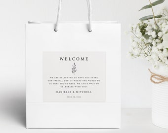 Guest Bag Label Template, Editable & Printable Instant Download, Demo Available, Formal Botanical