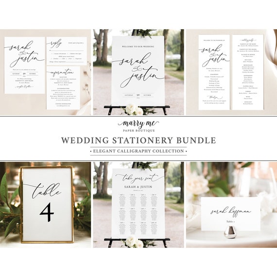 Wedding Stationery Templates, Classic & Elegant, Editable Stationery Bundle, Wedding Invitation Bundle, Printable, Templett INSTANT Download