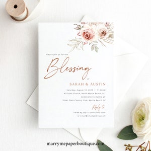 Marriage Blessing Ceremony Invitation Template, Floral Boho, Printable, Boho Blessing Invitation Card, Editable, Templett INSTANT Download image 3