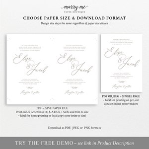 Wedding Invitation Template Set, Try Before Purchase, Invite, RSVP & Details Card Printables, Instant Download, Editable image 5