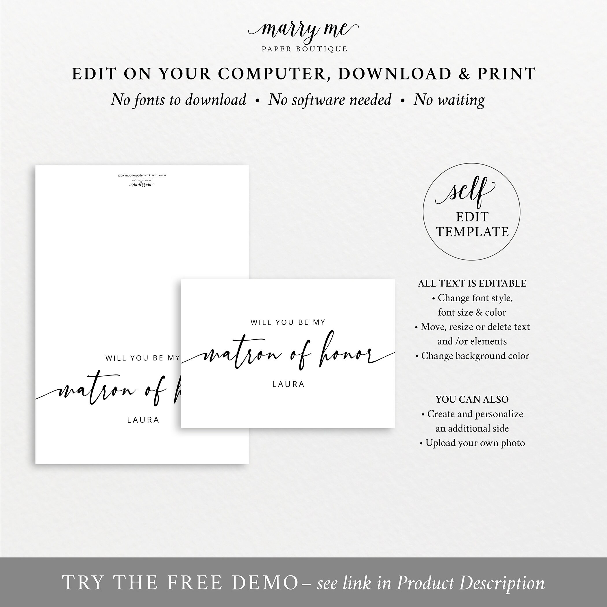 matron-of-honor-card-template-modern-calligraphy-will-you-be-my