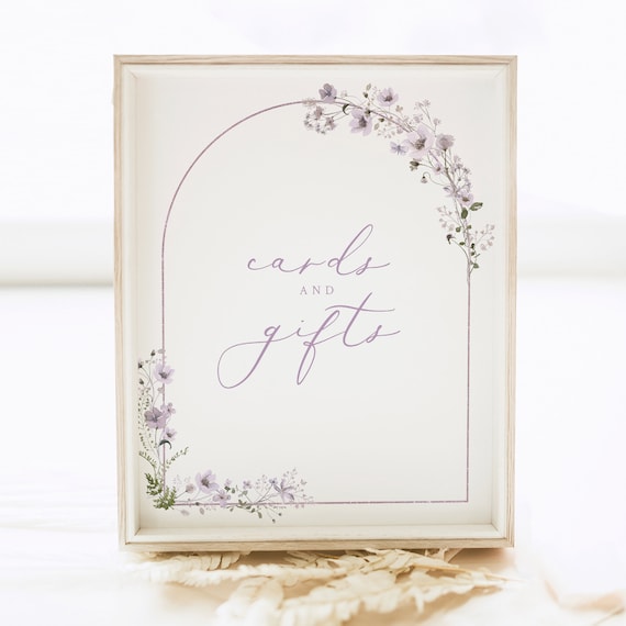 Wedding Cards & Gifts Sign Template, Rustic Lavender Flower Arch, Editable, Printable Cards and Gifts Sign, 8x10, Templett INSTANT Download