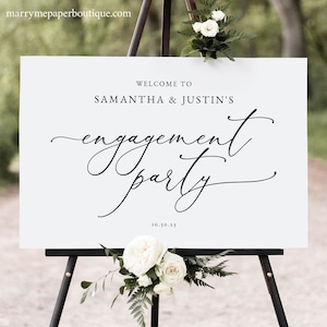 Engagement Party Welcome Sign Template, Classic & Elegant, Classy Engagement Party Sign, Printable, Editable, Templett INSTANT Download