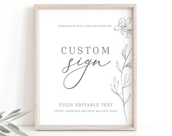 Create MULTIPLE Signs Template, Try Before Purchase,  Editable Instant Download, Botanical Floral