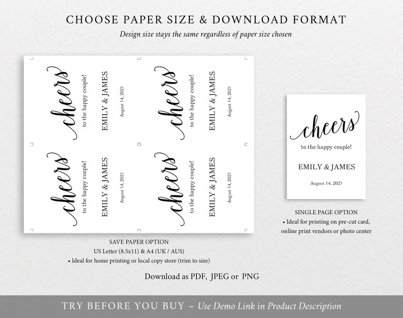 TRY BEFORE You BUY Editable Instant Download Wine Bottle Label Template Modern Script