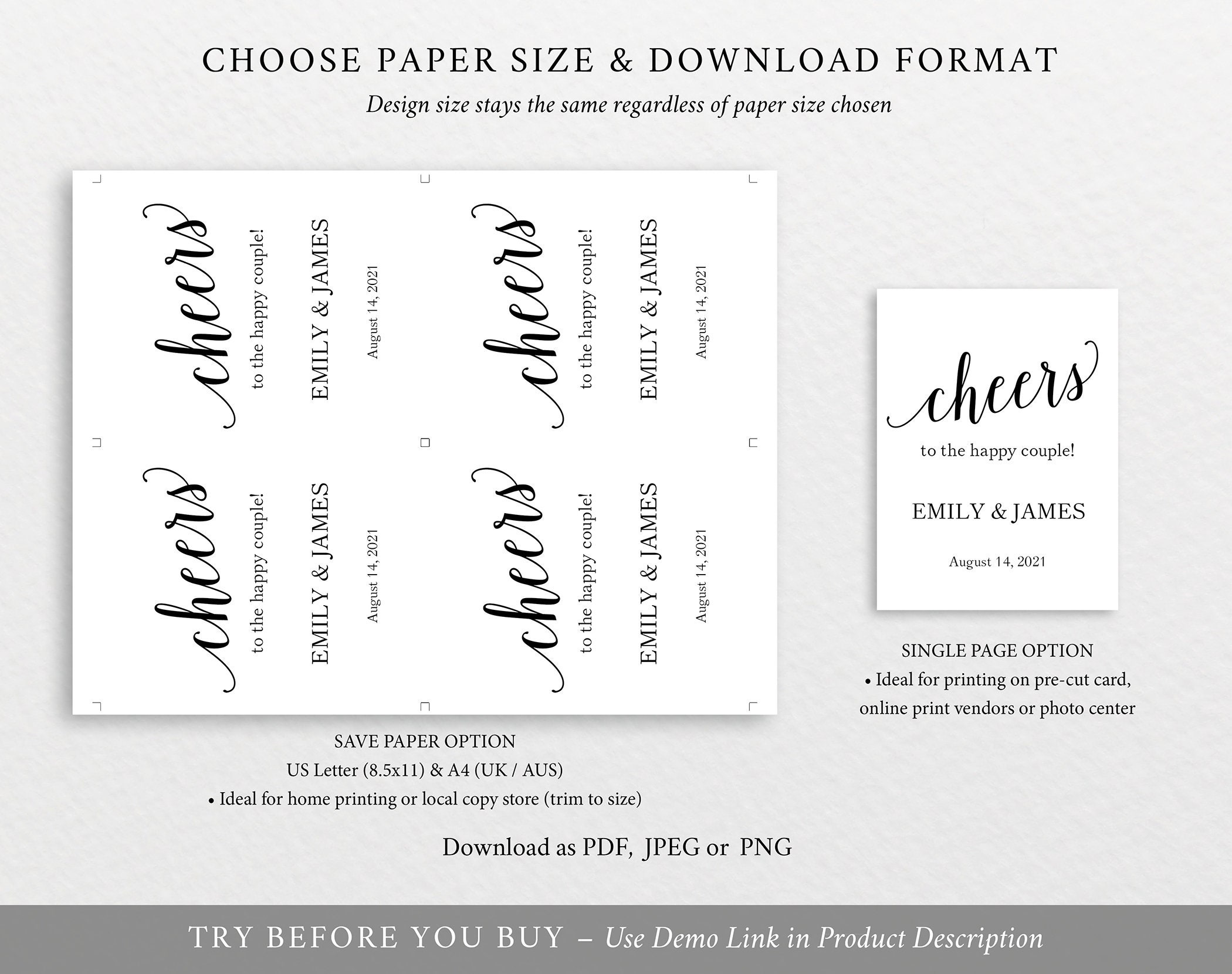 TRY BEFORE You BUY Editable Instant Download Wine Bottle Label Template Modern Script