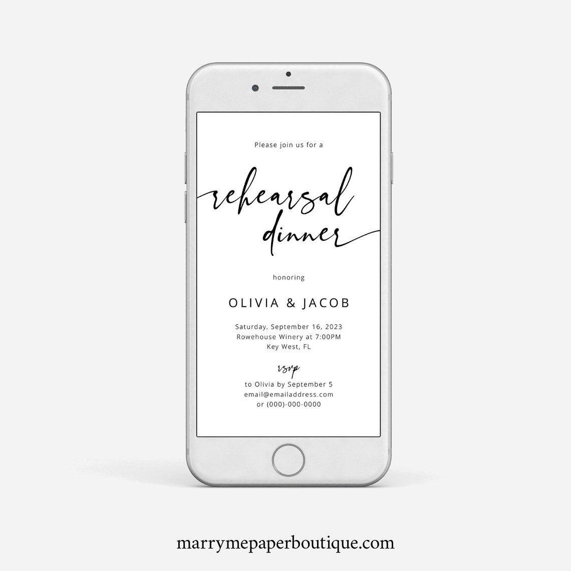 Rehearsal Dinner Text Invitation Template Modern Calligraphy - Etsy