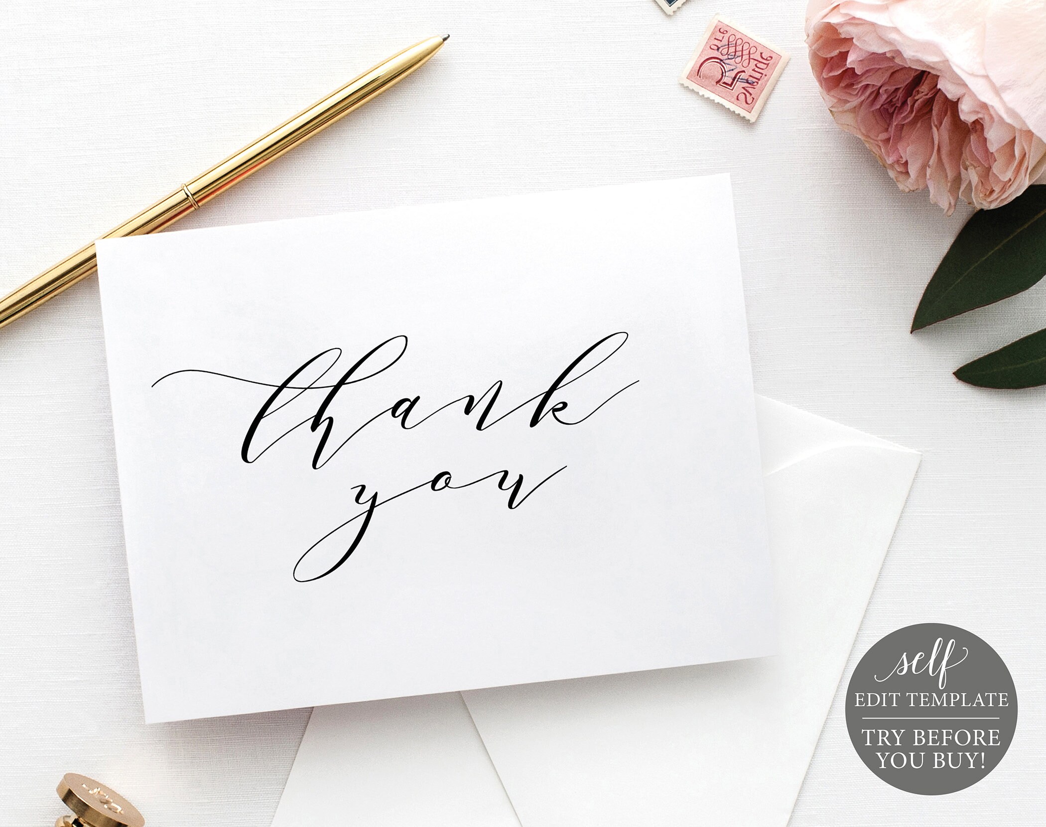 elegant thank you card template folded fully editable