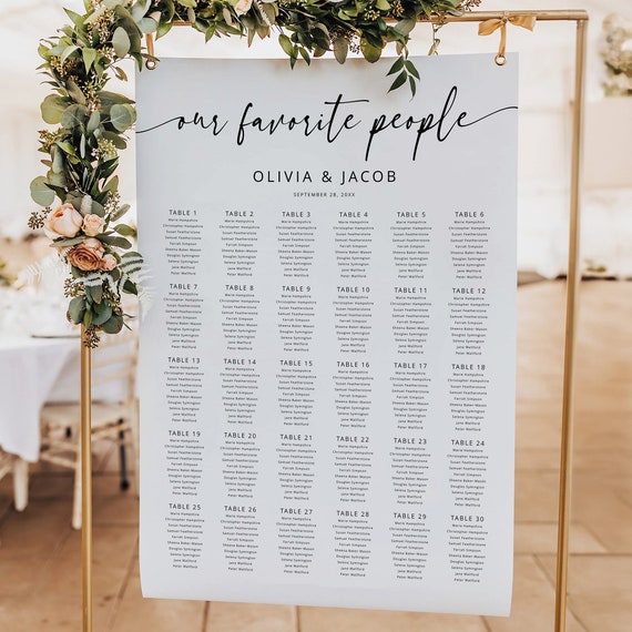 Extra-Large Seating Plan Template, Modern Wedding  Seating Plan Poster, 36x48, Editable, XL, Minimalist Seating, Templett INSTANT Download
