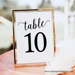 Table Number Template, Table Numbers, Printable Table Numbers, Table Numbers Wedding, Calligraphy, 4x6, 5x7, Instant Download image 1