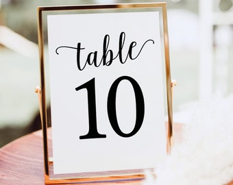 Table Number Template, Table Numbers, Printable Table Numbers, Table Numbers Wedding, Calligraphy, 4x6, 5x7, Instant Download