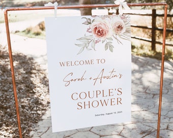 Couples Shower Welcome Sign Template, Elegant Floral Boho, Couples Shower Welcome Sign, Printable, Editable, Templett INSTANT Download