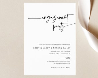 Engagement Party Invitation Template, Modern Contemporary, Clean Simple Engagement Dinner Invitation, Printable, Templett INSTANT Download