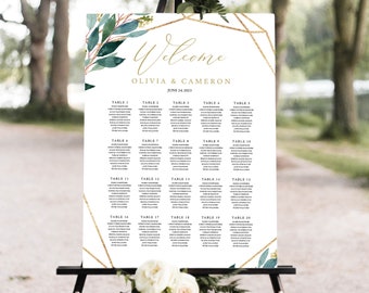 Try Before Purchase! Seating Plan Template,  Editable Greenery Wedding Chart Printable, Instant Download