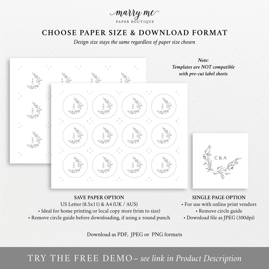 Round Favor Tag Template Elegant Monogram Round Wedding - Etsy