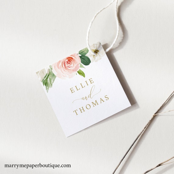 Square Label Tag Template, Blush Floral, Try Before Purchase, Editable Instant Download