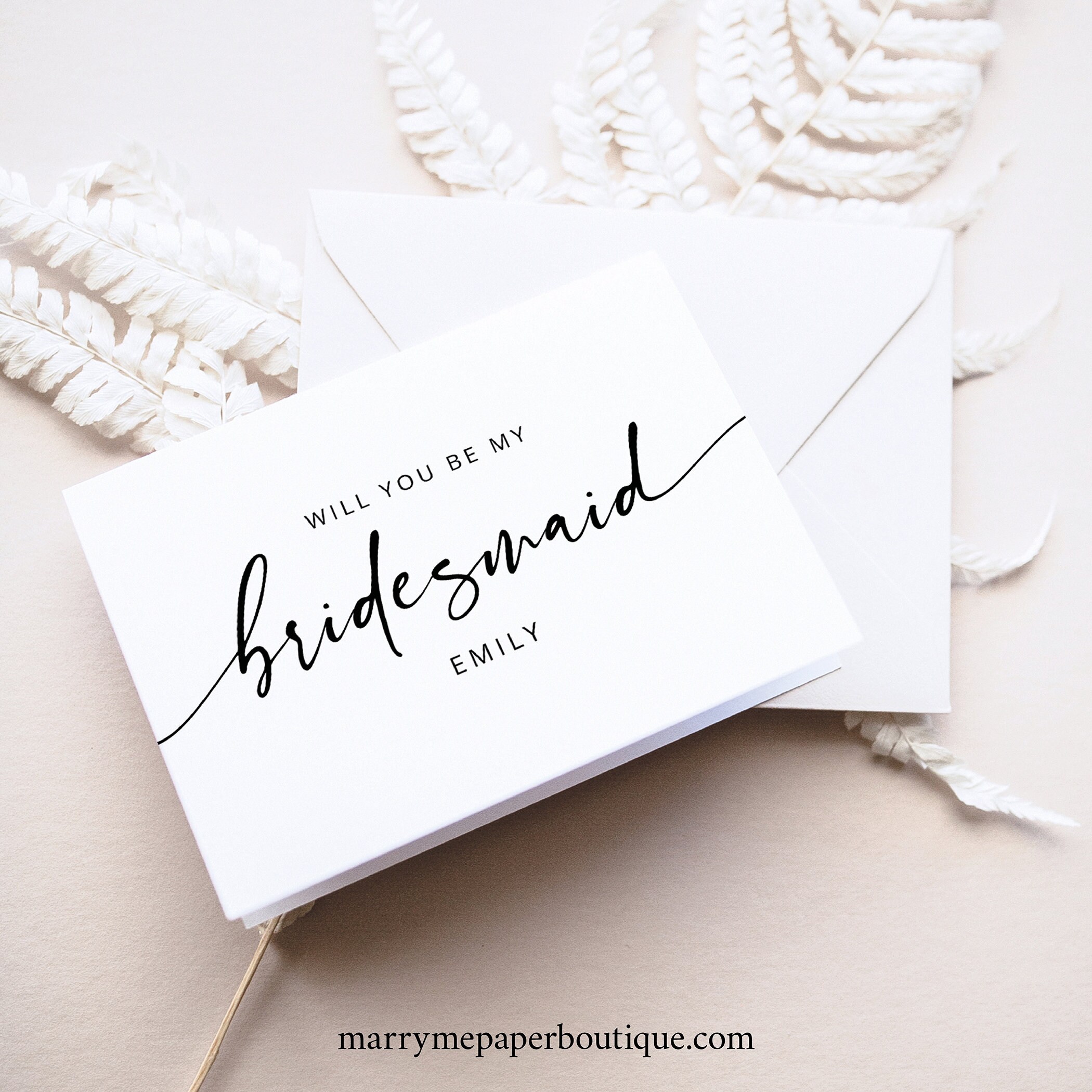 Bridesmaid Card Template, Modern Calligraphy, Will You Be My Throughout Will You Be My Bridesmaid Card Template