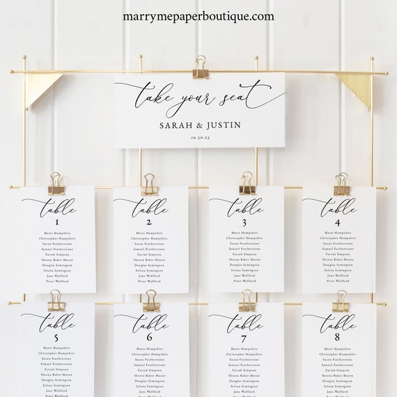 Wedding Seating Chart Cards Template Table Number Seating 