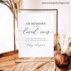 In Memory Sign Template, Classic & Elegant, Classic Wedding Memorial Sign, Editable, In Memory Sign Printable, Templett INSTANT Download