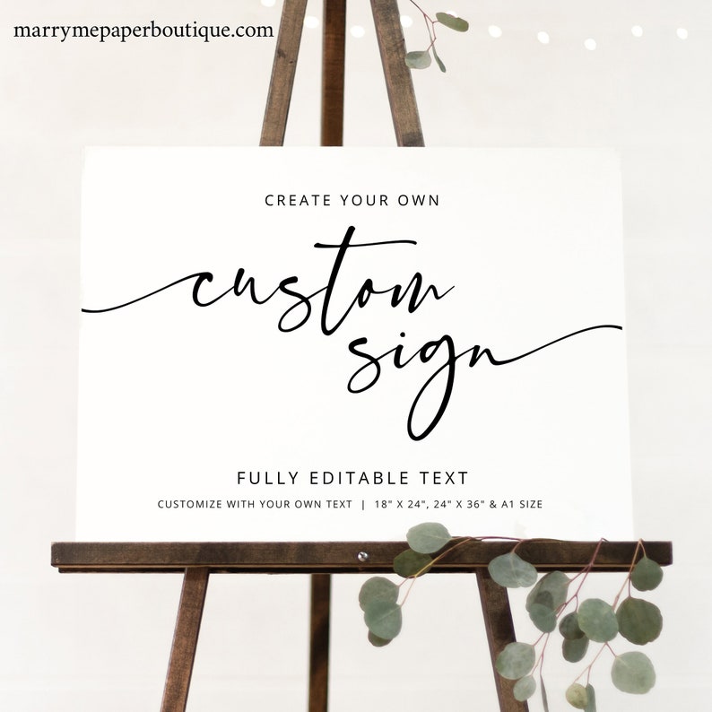 Wedding Sign Template Modern Calligraphy Self Edit Large image 2