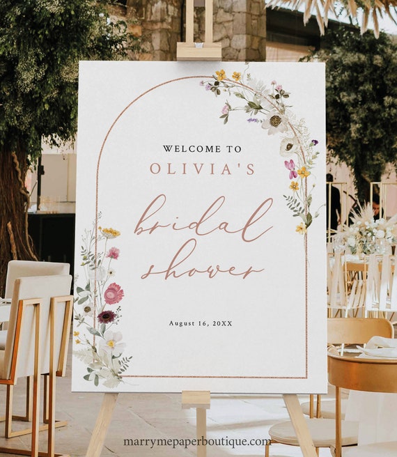 Wildflower Bridal Shower Welcome Sign Template, Rustic Wildflower Arch, Welcome To Our Bridal Shower Sign, Templett INSTANT Download