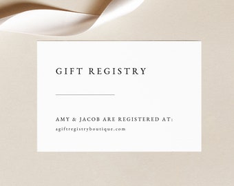 Classic Gift Registry Card Template, Simple Wedding Registry Enclosure Card, Printable, Editable, Templett INSTANT Download