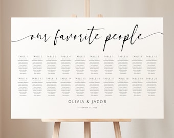 Seating Chart Template, Modern Calligraphy, Editable Seating Plan Sign, Printable, Wedding Seating Plan Poster, Templett INSTANT Download