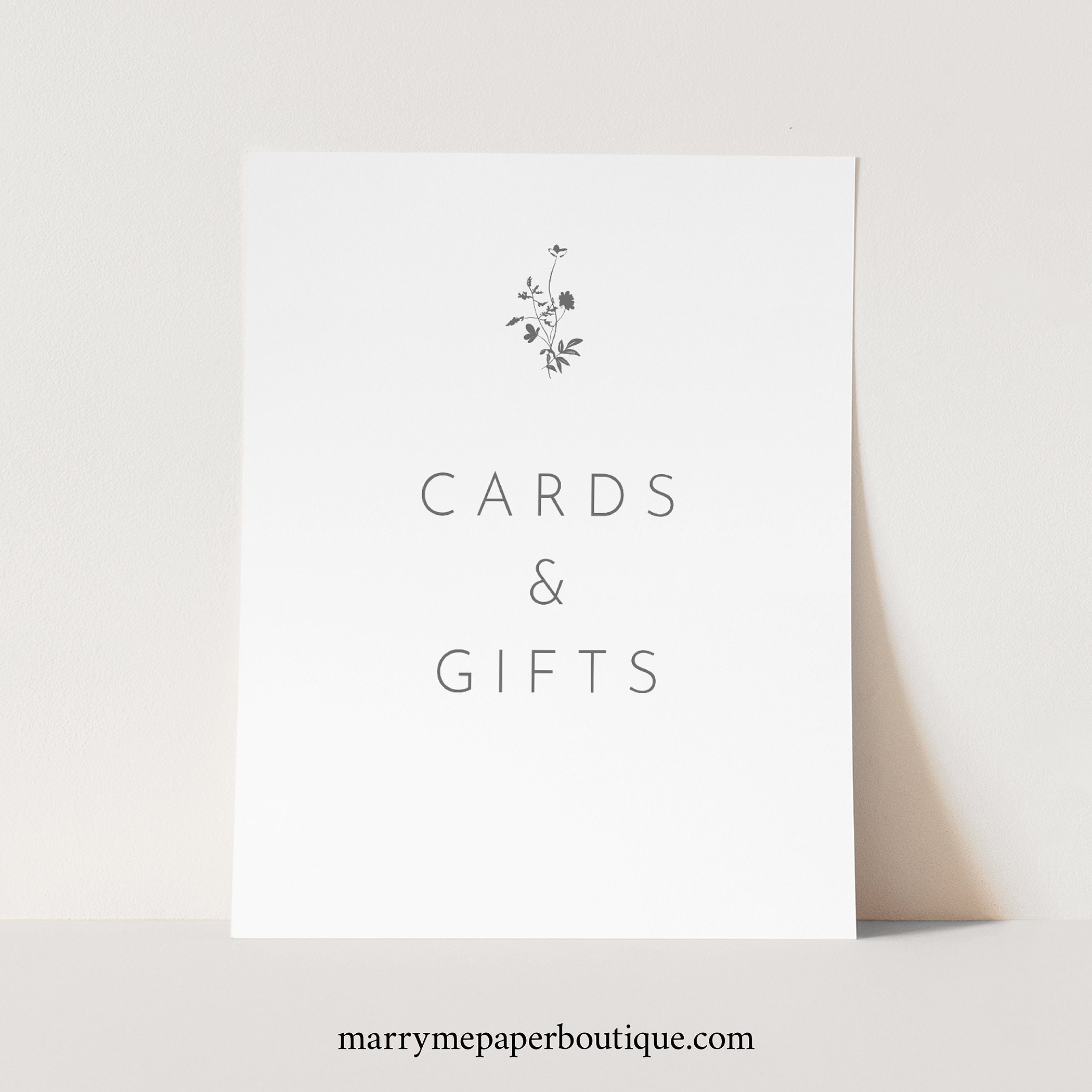 Wedding Cards & Gifts Sign Template, Elegant Botanic Flowers, Editable