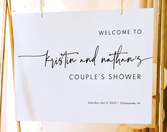 Couples Shower Welcome Sign Template, Modern & Contemporary, Shower Welcome Sign, Simple, Printable, Editable, Templett INSTANT Download