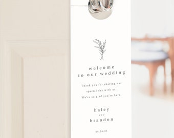 Wedding Door Hanger Template, Modern Rustic, Door Hanger Printable, Editable, Templett INSTANT Download