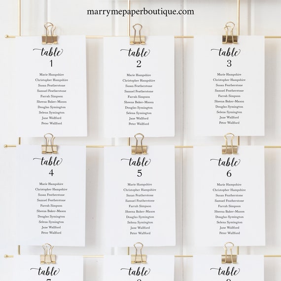 Wedding Seating Chart Template,  Editable Instant Download, Modern Script, Try Before Purchase