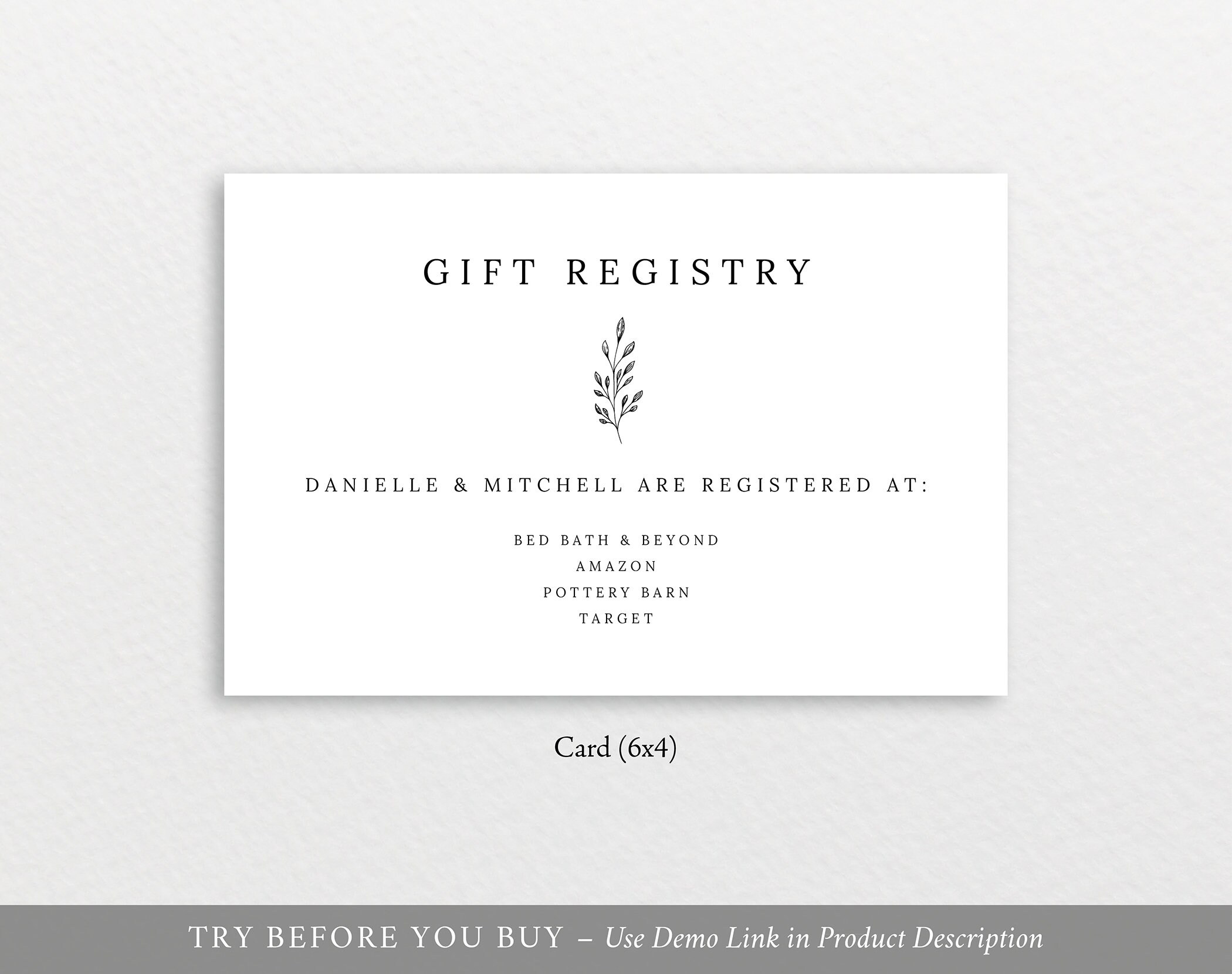 Gift Registry Card Template Editable Printable Instant Etsy