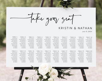 Wedding Seating Chart Template, Modern Contemporary, Clean Simple Wedding Seating Plan, Printable, Editable Sign, Templett INSTANT Download