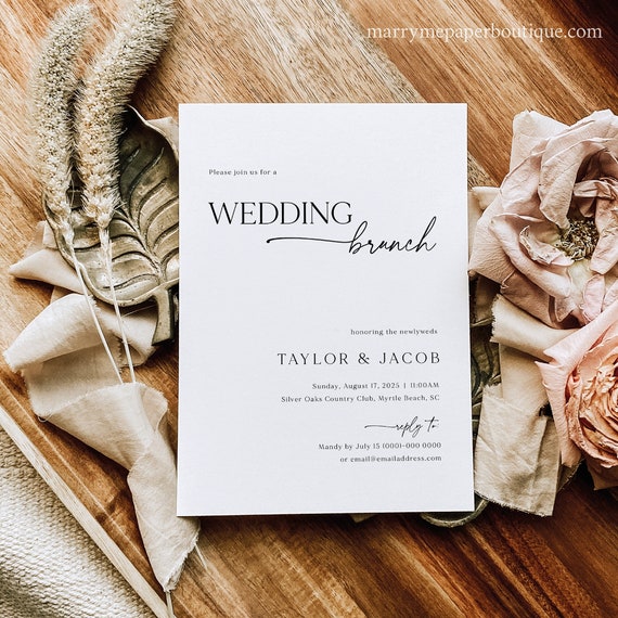 Wedding Brunch Invitation Template, Modern & Classic, Editable, Classic Wedding Brunch Invite Card, Printable, Templett INSTANT Download