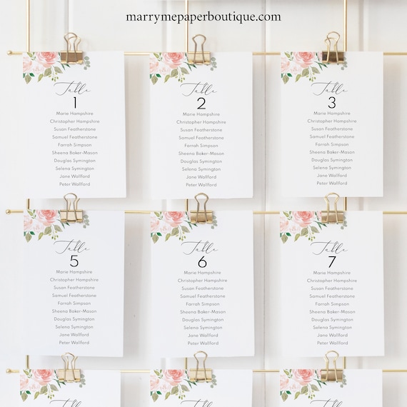 Printable Seating Cards Template Floral Wedding Floral - Etsy