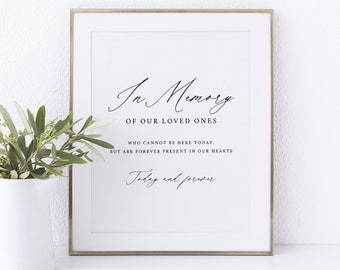 In Memory Sign Template, Editable Template, Instant Download, Stylish Script Font