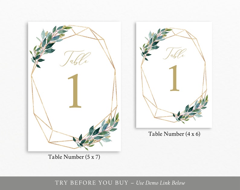 Table Number Template TRY BEFORE You Buy Editable Instant Download Wedding Printable