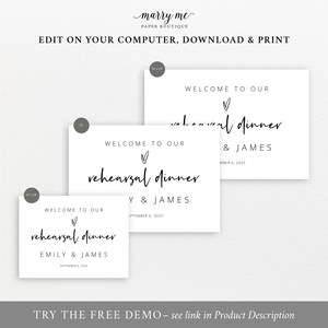 Rehearsal Dinner Welcome Sign Template, Love Heart, Editable, Modern Rehearsal Welcome Sign, Printable, Templett INSTANT Download image 4
