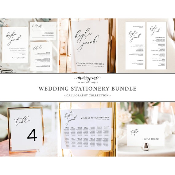 Wedding Stationery Bundle Templates, Modern Elegance, Editable, Elegant Wedding Invitation Bundle, Printable, Templett INSTANT Download