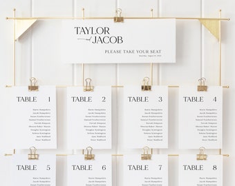 Seating Plan Cards Template, Modern & Classic, Elegant Seating Chart Cards, Printable, Editable, Header Card, Templett INSTANT Download