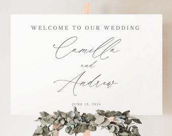 Wedding Welcome Sign Template, Modern Stylish Script, Elegant Welcome To Our Wedding Sign, Printable, Editable, Templett INSTANT Download